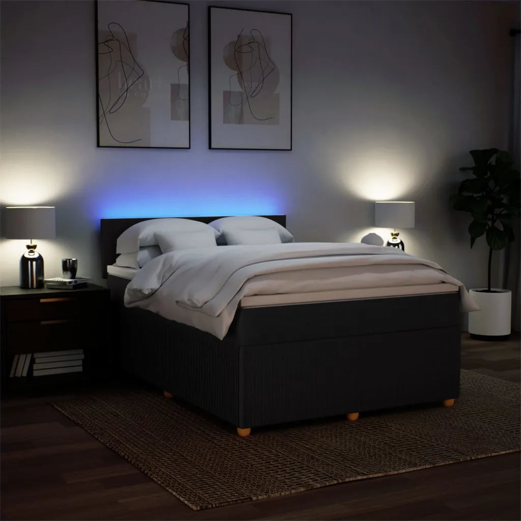 Giroletto a Molle con Materasso Nero 140x190 cm in Tessuto