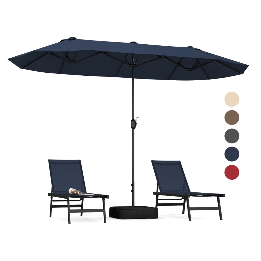 Ombrellone bifacciale da patio per giardino, Ombrellone da esterno con base riempibile Blu navy