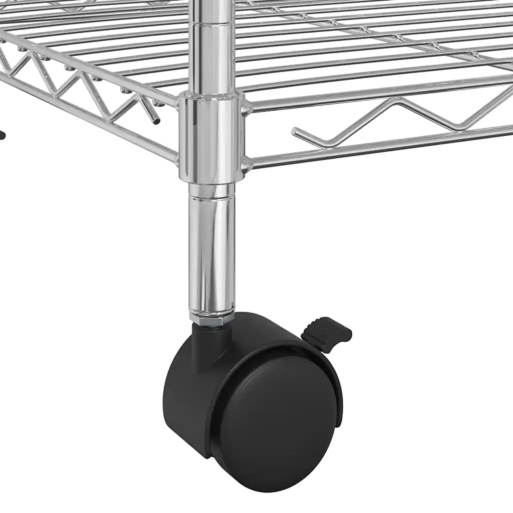 Scaffale a 3 Livelli con Ruote 60x35x81 cm Cromato 150 kg CFW7943702