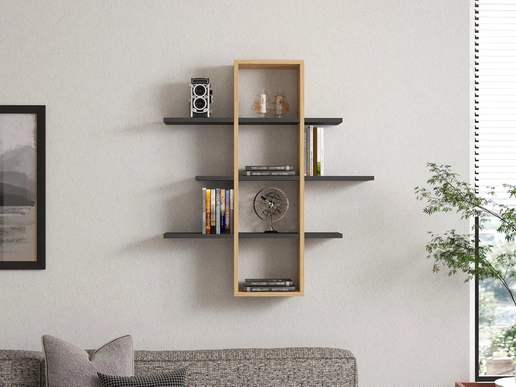 Mensola da parete in legno "Ardo" - 96 x 19 x 101 cm - Saphir, Antracite