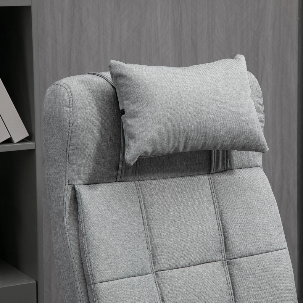 Sedia da ufficio ergonomica girevole con poggiatesta braccioli e poggiapiedi in lino grigio chiaro 66 × 76 × 112-120 cm