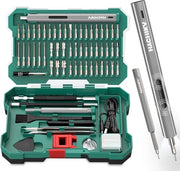 Kit di Riparazione Elettronica 67-in-1 con 46 Bit Magnetici - Kit di Strumenti per Riparazione di Telefoni, Laptop e Drone con Schroevendraaiere a LED e a Batteria - Orologio e Fotocamera Integrati