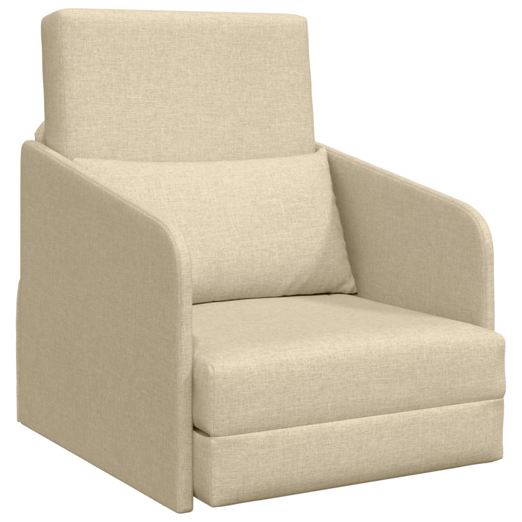 Divano Letto 2 in 1 Panna 65x80x83 cm Tessuto