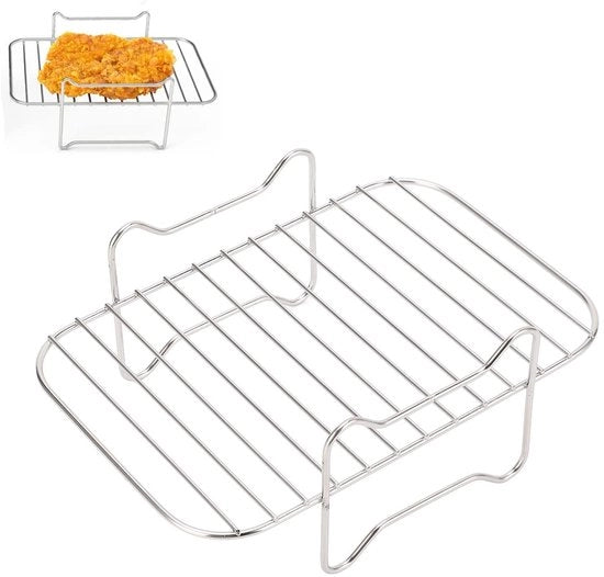 Griglia per Frittura - Griglia in Acciaio Inossidabile - 20 x 14 x 8 cm - Adatto per DZ201/401 - Compreso Spazzola Olio - Aumenta la Capacità di Cucina - Griglia Frittura