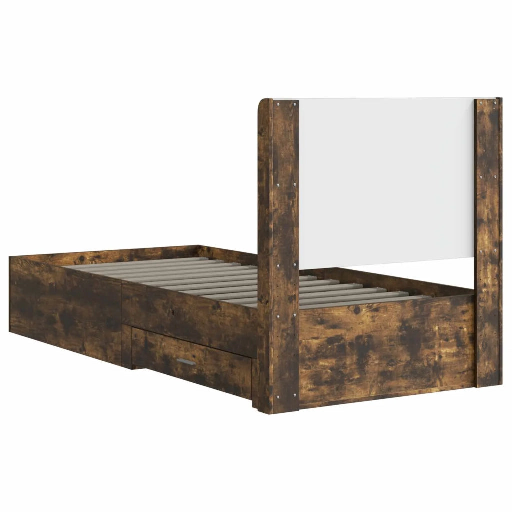 Struttura del letto con stoccaggio e testata Rovere Fumo 3414169