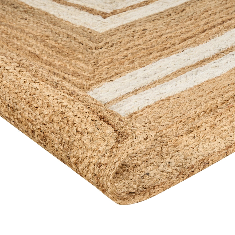 Tappeto di iuta naturale intrecciata con motivo geometrico Beige 200 x 300 cm stile boho camera da letto soggiorno