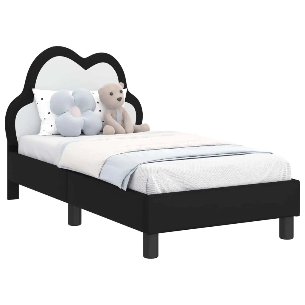 Struttura letto per bambini con testata-Giroletto per bambini Nero 70 x 140 cm PU