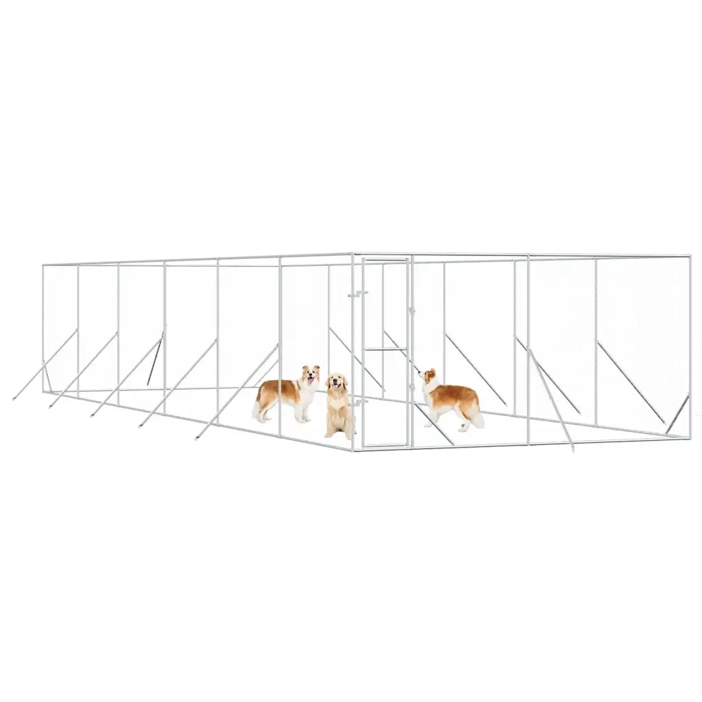 Cuccia per Cani da Esterno Argento 4x12x2 m in Acciaio Zincatocod mxl 93809
