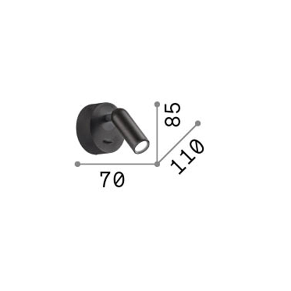 Applique Moderna Bean Round Metallo Nero Led 3W 3000K Luce Calda