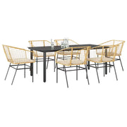 Set Pranzo da Giardino 7pz con Cuscini Marrone Polyrattan Vetro 3334609