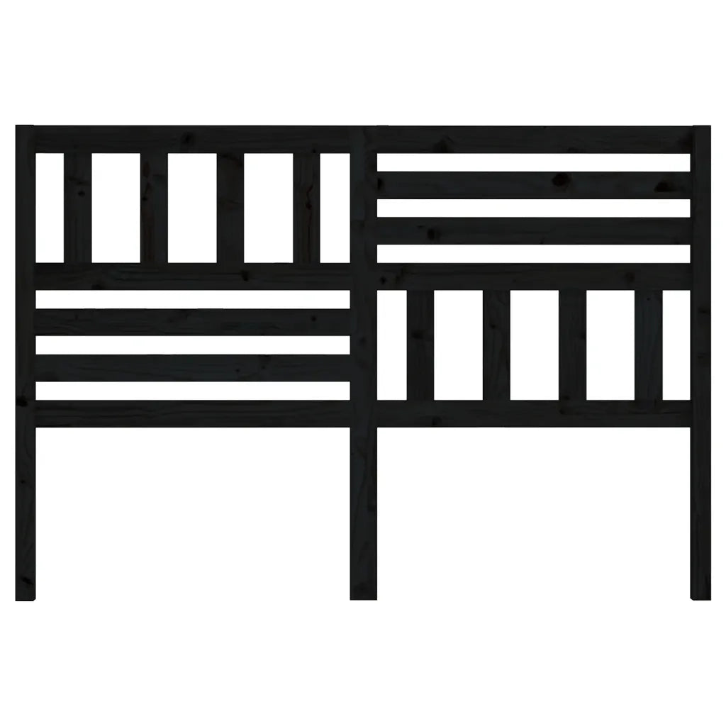 Testiera per Letto Nera 126x4x100 cm in Legno Massello di Pino