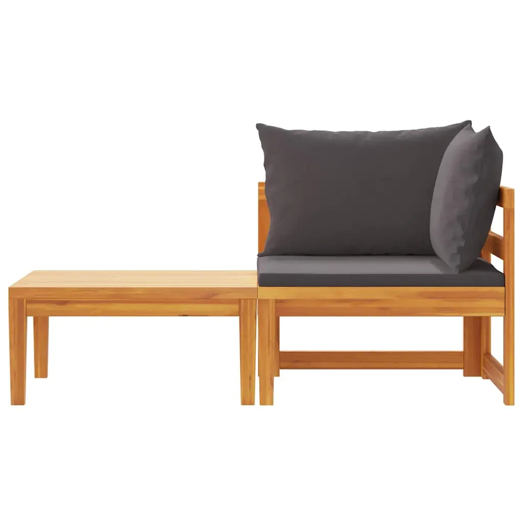 Salotto da Giardino-Set Divani Giardino 2 pz con Cuscini Grigio Scuro Legno Acacia 360585