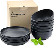 Set di servizio da campeggio in plastica, 12 pezzi, set di servizio riutilizzabile, set di servizi per 6 persone, non frantumabile, 6 tavoli da pranzo, 6 piatti.
