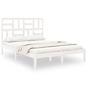 Letto matrimoniale | Letto per adulti | Giroletto Bianco in Legno Massello 140x190 cm