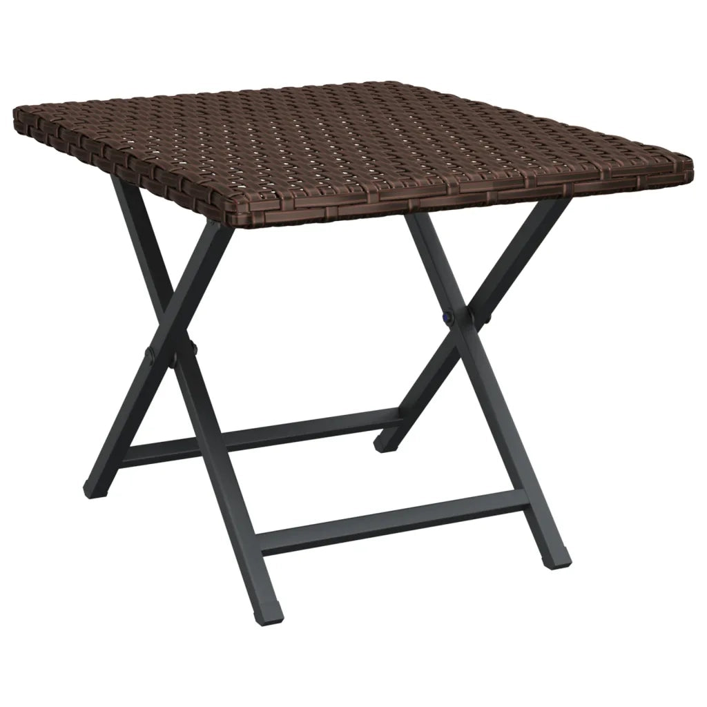 Tavolino da Giardino | Tavolo Pieghevole Marrone 45x35x32 cm in Polyrattan