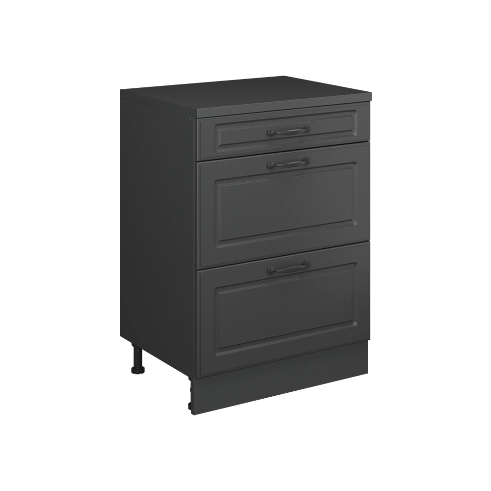 Mobile per mansarda Rion Antracite rustico/Antracite 60 x 83.8 cm senza inclinazione con 3 cassetti Vicco