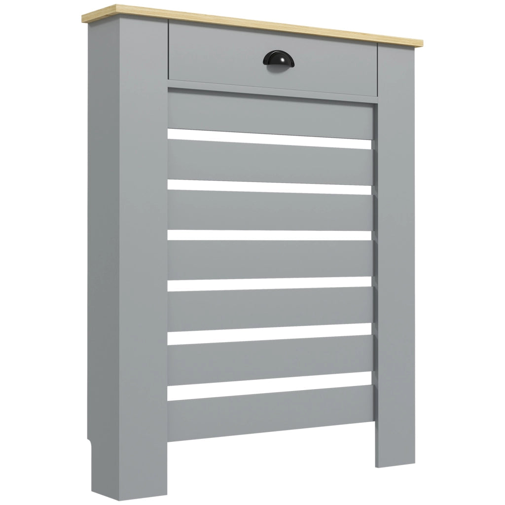 Copritermosifone a Doghe con Cassetto ¨C Zephmum ¨C Grigio 78x19x95.5 cm