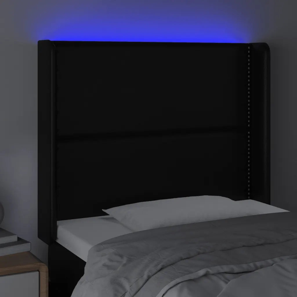 Testiera a LED nero 93x16x118/128 cm in Similpelle 3123986