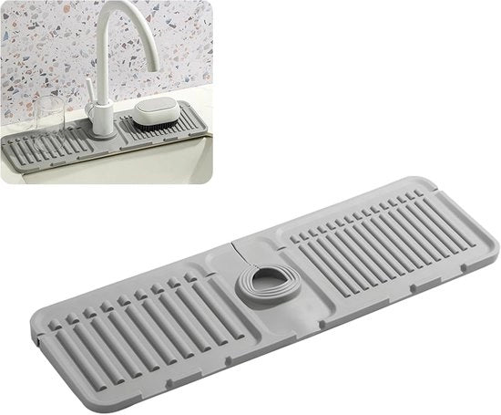 Spazzolino per cucina - 2024 modello premium di silicone con caratteristiche di rapida evaporazione - protezione per la vasca di scarico, ideale per vasche di scarico in pietra in cucine e bagni (1, grigio)
