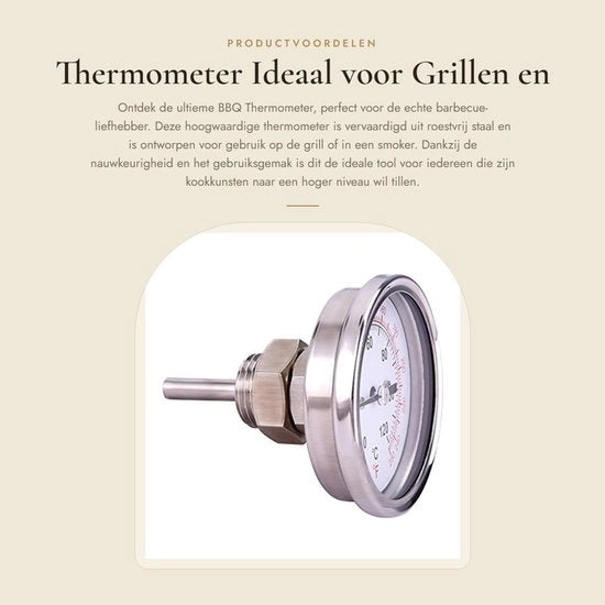 Termometro per barbecue in acciaio inossidabile - misura temperatura 0-120 gradi - con viti e viti a goccia - resistente e termo-resistente