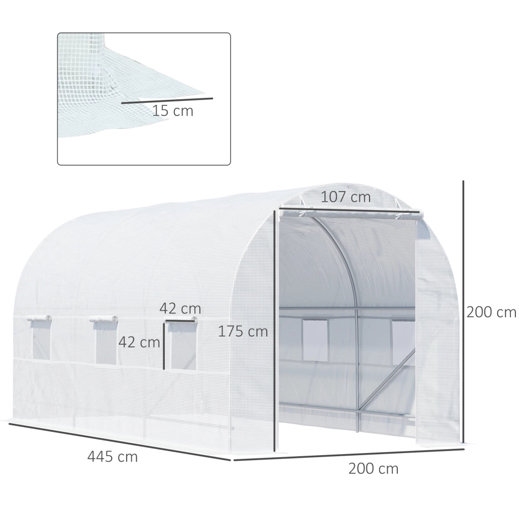 Serra tunnel da giardino 9m2 ¨C zephmum ¨C 445x200x200 cm bianco