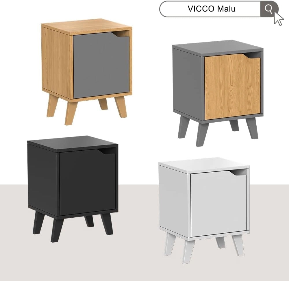 Comodino Malu, Rovere/antracite, 2 parti