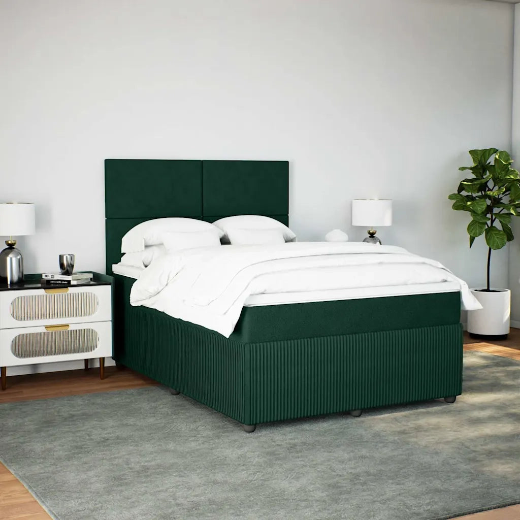 Giroletto a Molle con Materasso Verde Scuro 140x190 cm Velluto