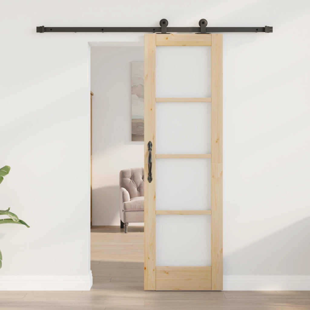 Porta scorrevole  con set di hardware 'ORKDAL'Legno massello e vetro