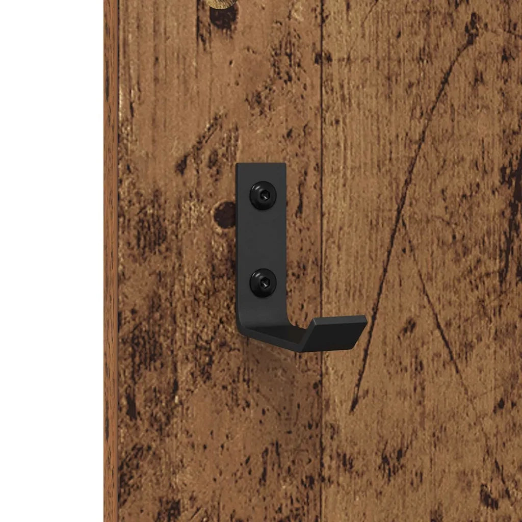 vidaXL Appendiabiti a muro con specchio Legno vecchio 96 x 1.5 x 90 cm