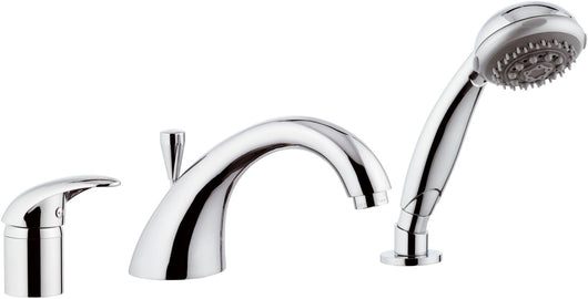 Rubinetto bordo vasca con deviatore, bocca pesante e doccetta - serie ten