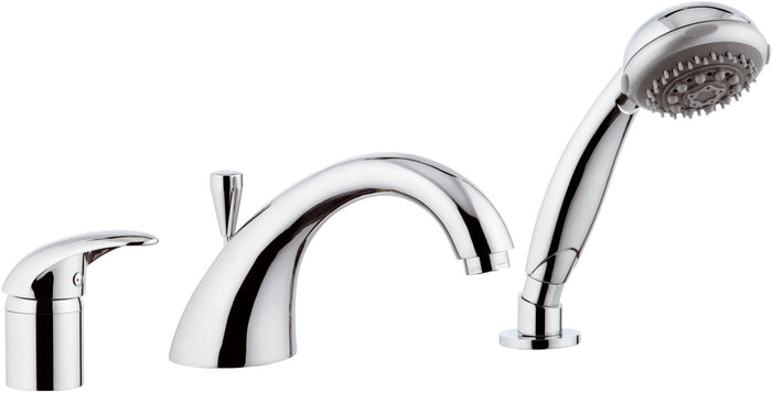 Rubinetto bordo vasca con deviatore, bocca pesante e doccetta - serie ten