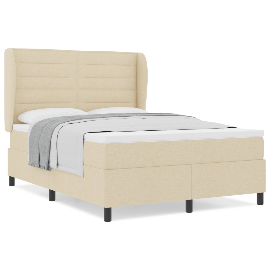 letto a molle con materasso crema 140x200 cm in tessuto