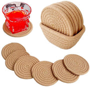 Onderzetters in vetro con contenitore, calzamaglie in cotone a mano per bevande per tavoli da pranzo, bar, cucina, ufficio, caffè, accessori per appartamenti minimalisti e regali per nuove case