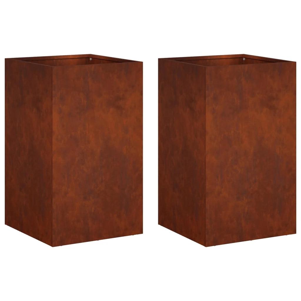 Vaso da giardino 2 pz Ruggine 30 x 30 x 50 cm Acciaio Corten 8005357