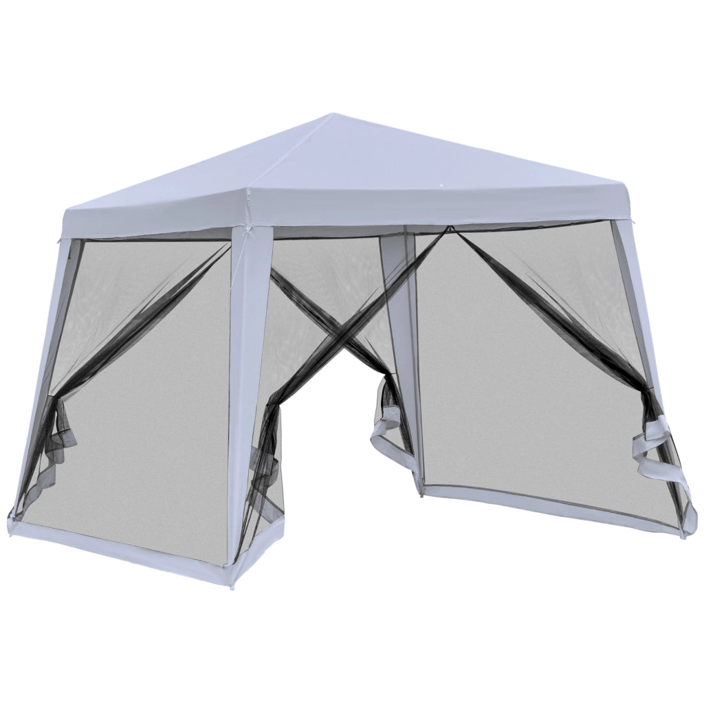 Gazebo da Giardino Esterno con Zanzariere ¨C zephmum ¨C Poliestere Grigio 3x3x2.45 m