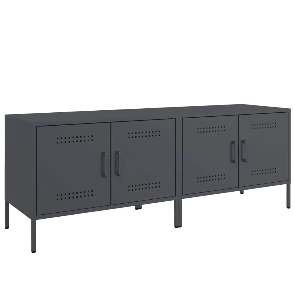Mobile TV multimediale scaffale TV credenza mobile TV sala da pranzo soggiorno camera da letto 2 pezzi antracite 68 x 39 x 50,5 cm acciaio antracite 02_0028569