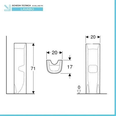 Lavabo con colonna Geberit 50 cm bianco lucido  Fantasia