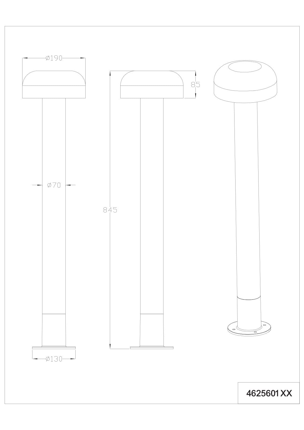 Palo alto da esterno, alluminio, antracite e cemento, H 85 cm, Fraser