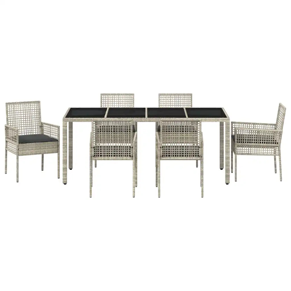 Set da Pranzo per Giardino 7 pcs Grigio chiaro polyrattan 3334899