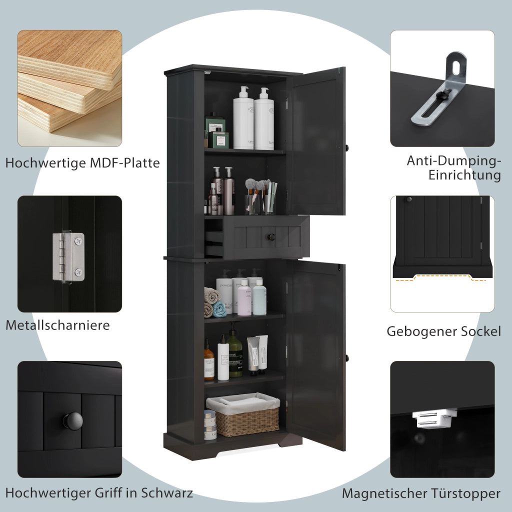 ARMADIO BAGNO 56 x 28 x 167.3 cm Nero in MDF