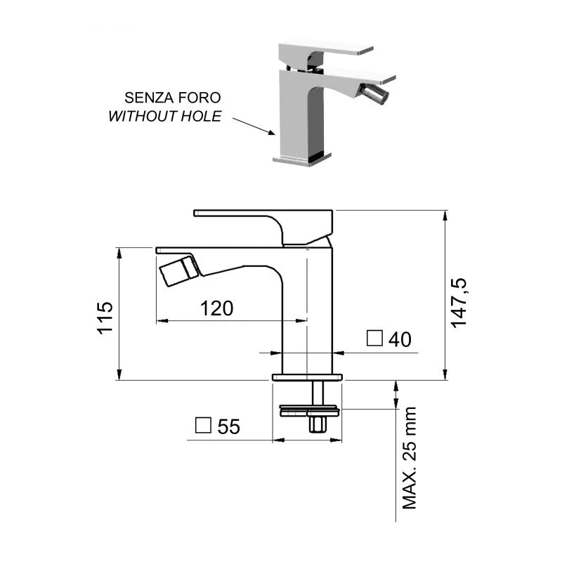 Miscelatore bidet nero opaco serie Absolute