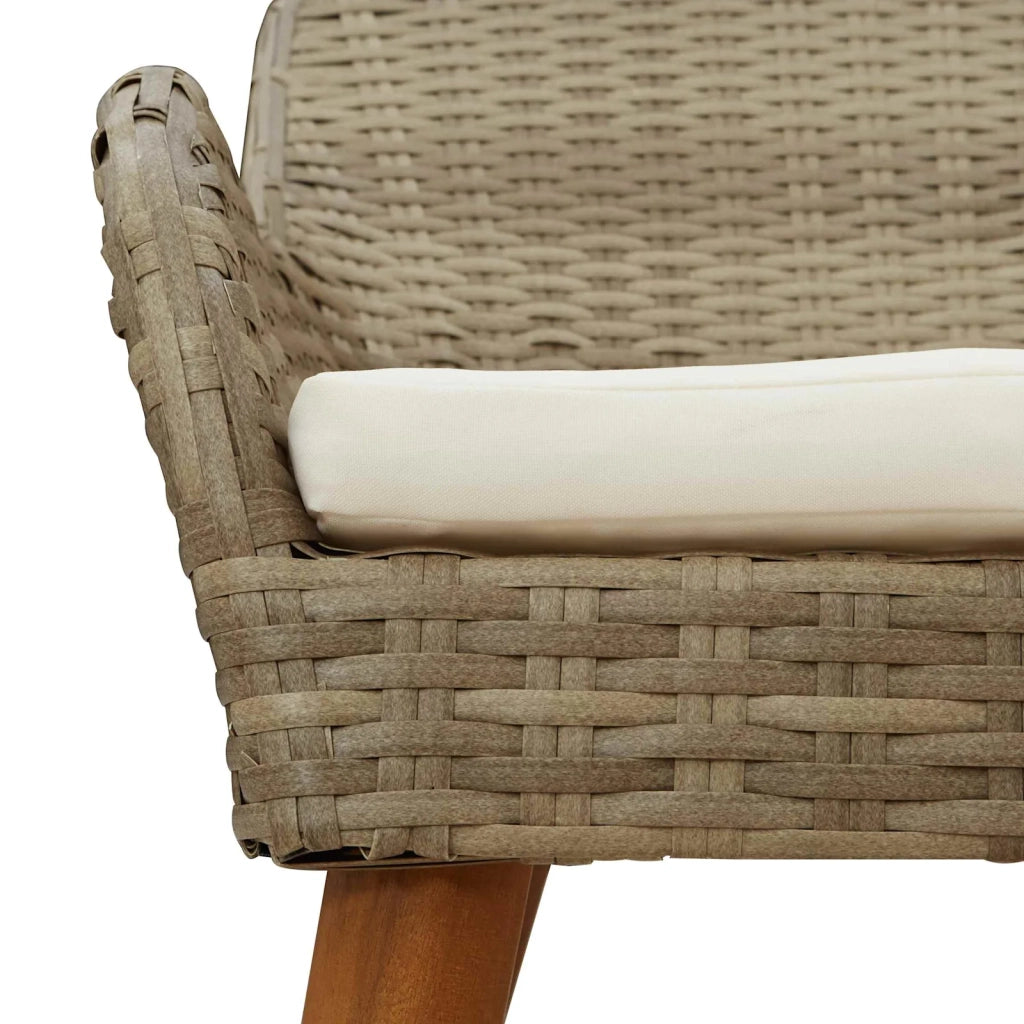 Set da Pranzo per Giardino con cuscino 9 pcs Beige polyrattan 3261632