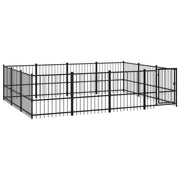 Gabbia per cuccia recinto per animali da esterno per cani in acciaio 11,58 m² nero 02_0041784