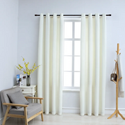 Tende Oscuranti con Anelli 2 pz Crema in Velluto 140x225 cm 134513