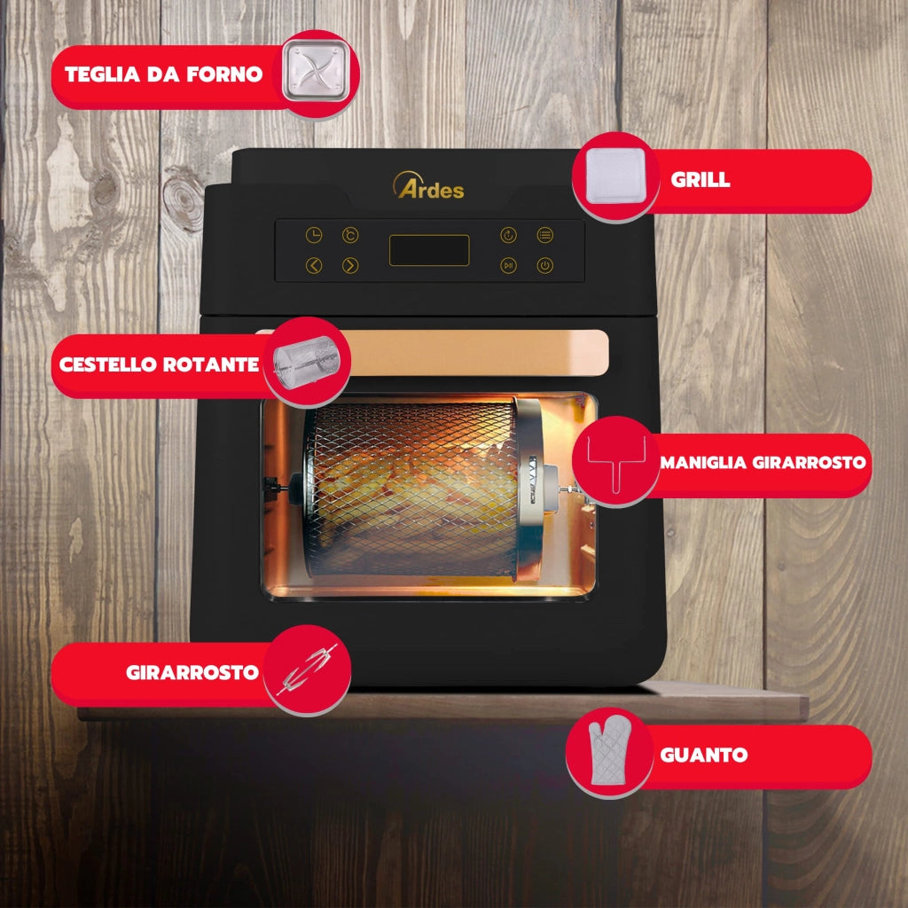 Friggitrice Elettrica Forno Aria Multifunzione Ardes Eldorada Xxl 12 lt