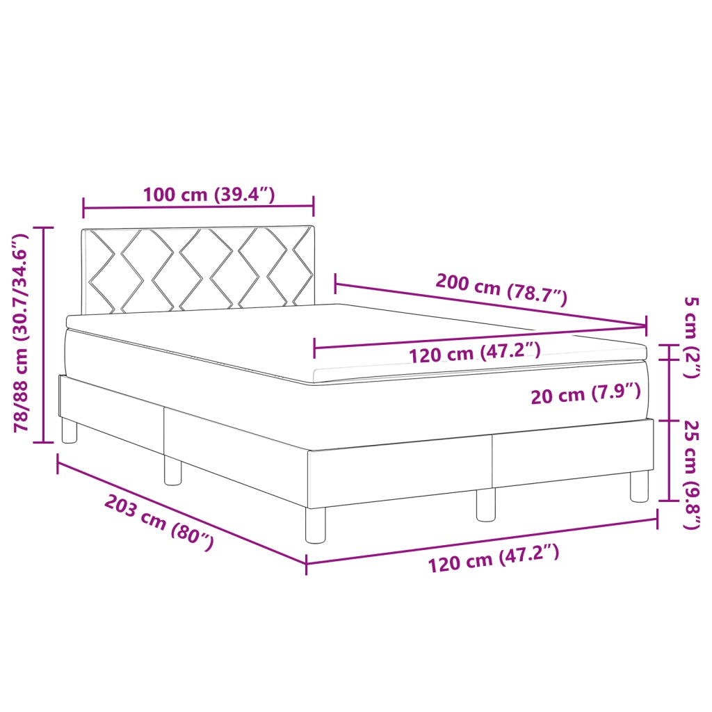Letto Box Spring con Materasso & LED Verde Scuro 120x200 cm Velluto