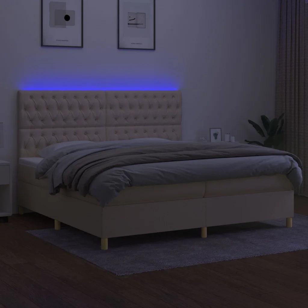 Letto a Molle Materasso e LED bianco 200x200cm in Tessuto 3135706