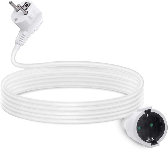 Cavo di estensione 10 m per sicurezza dei bambini - presa 16 A/250 V - contatto di rete 2P+E - H05VV-F 3G15 mm² - bianco