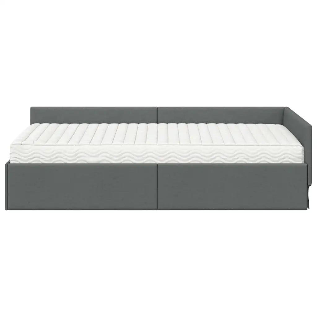 Struttura Letto Angolare con Materasso 2 pz-Giroletto con materasso Grigio Tessuto 456974