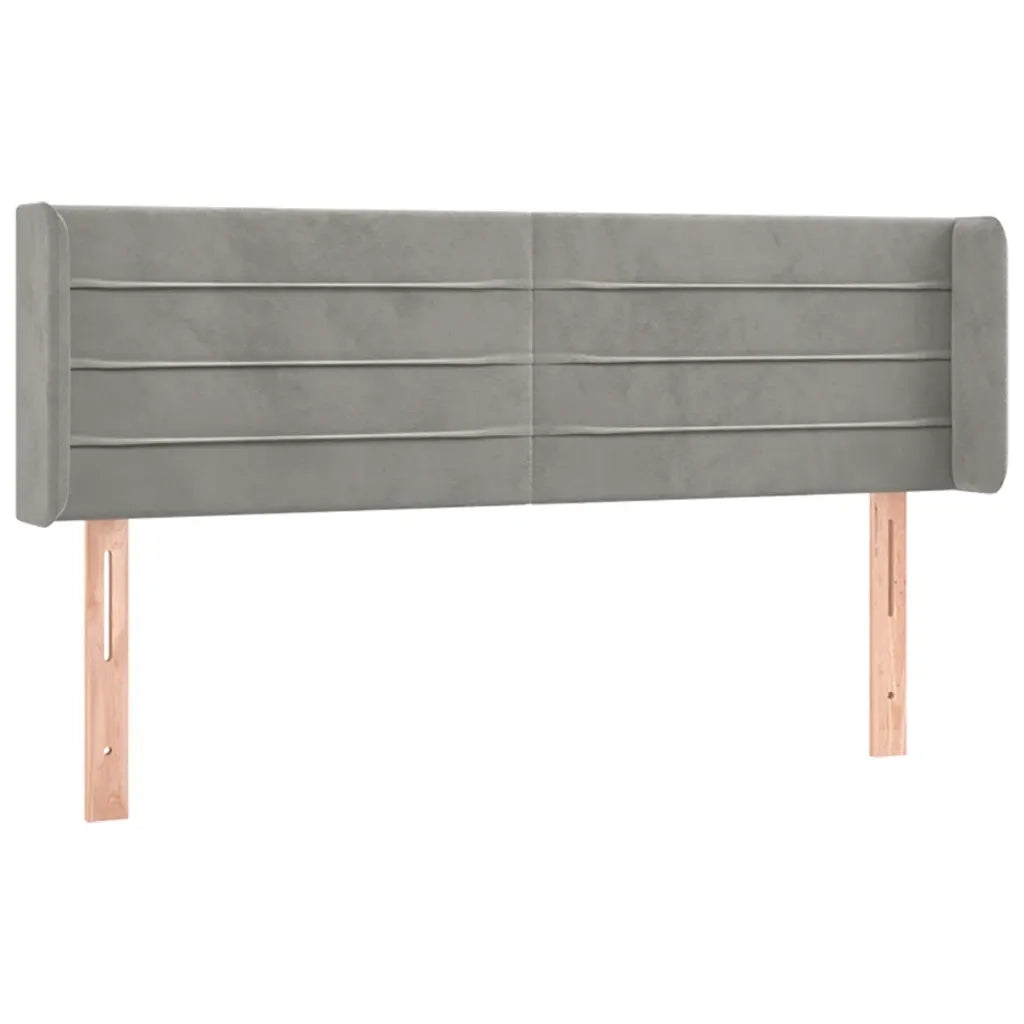 Testiera | Testata ad Orecchio Grigio Chiaro 147x16x78/88 cm in Velluto